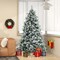 Costway 6/7 FT Pre-Lit Flocked Christmas Tree Hinged Xmas Decoration with 250/300 LED Lights